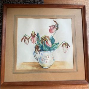 Original Amy Wentworth Cabot watercolor painting “Lady Slippers”